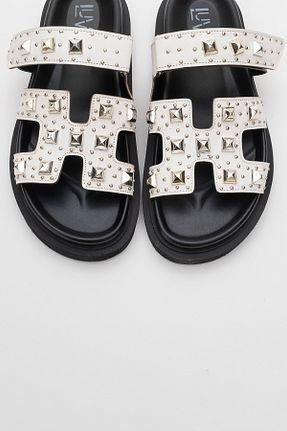 دمپائی سفید زنانه چرم مصنوعی luvishoes - کد 835031985