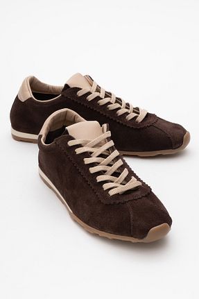 کفش اسنیکر قهوه ای زنانه چرم اصل luvishoes - کد 904949929