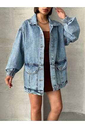 کت آبی زنانه اورسایز ÇEÇİM - کد 928044857