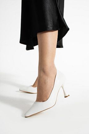 کفش پاشنه بلند کلاسیک سفید زنانه چرم مصنوعی Güllü Shoes - کد 928068654