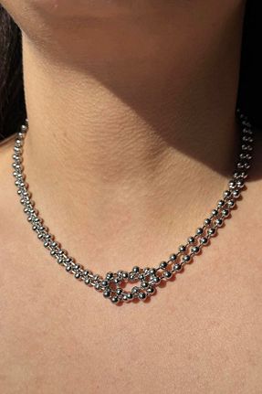 گردنبند استیل ( فولاد ) طوسی زنانه استیل (فولاد) Takıştır - کد 928069132