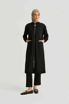مانتو بلند حجاب مشکی زنانه پنبه ای Armine - کد 928063308