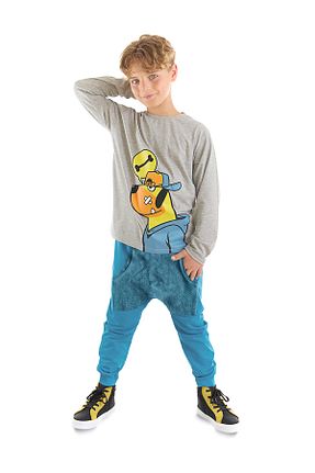 ست بالاتنه و پائین تنه طوسی بچه گانه بافتنی Denokids - کد 337287943