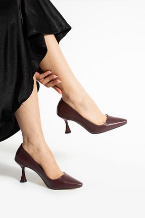 کفش پاشنه بلند کلاسیک زرشکی زنانه چرم مصنوعی Güllü Shoes - کد 928070740