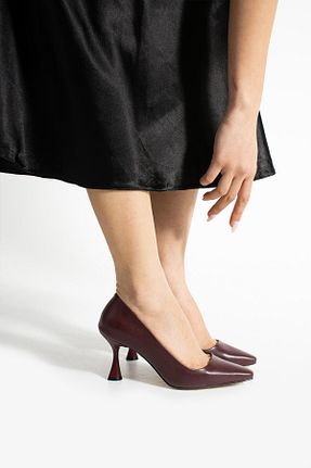 کفش پاشنه بلند کلاسیک زرشکی زنانه چرم مصنوعی Güllü Shoes - کد 928070740