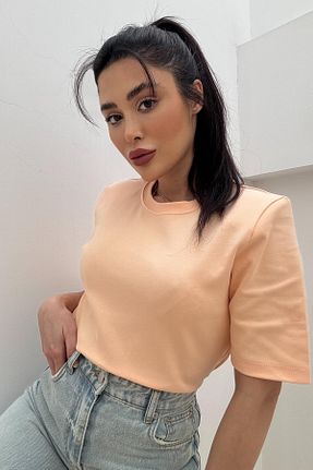 تیشرت نارنجی زنانه Fitted Açelya Okcu - کد 928094610