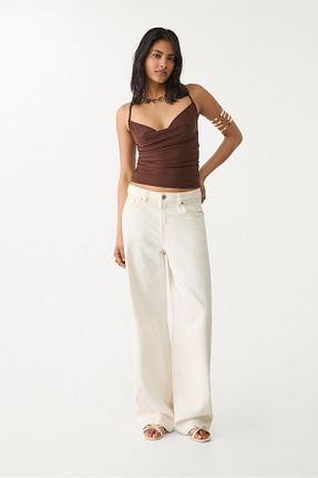 بلوز قهوه ای زنانه ساده Stradivarius - کد 928100928