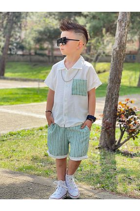 ست بالاتنه و پائین تنه سبز بچه گانه پنبه پلی استر Yalçınoğlu Kids - کد 928282210