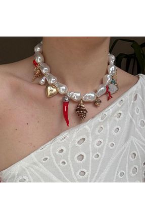 گردنبند جواهر رنگی زنانه مروارید Alice İsstanbul - کد 928064343