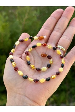گردنبند جواهر رنگی بچه گانه سنگ طبیعی KEHRİBAREVİ EREĞLİ - کد 745981494
