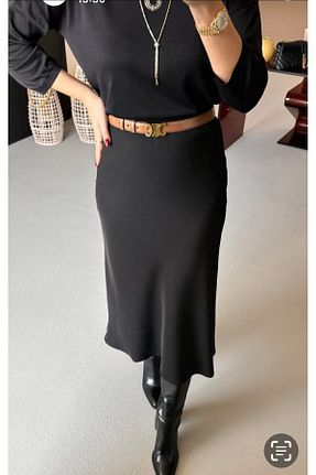 دامن مشکی زنانه ساتن Yaren Moda - کد 927532107