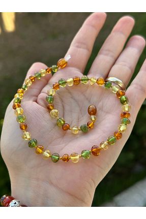 گردنبند جواهر رنگی بچه گانه سنگ طبیعی KEHRİBAREVİ EREĞLİ - کد 785423393