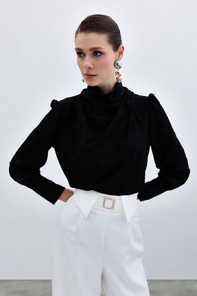 بلوز مشکی زنانه ساده Sateen - کد 270815152