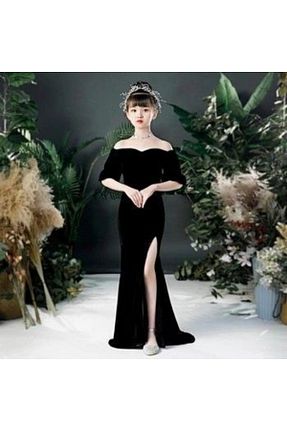 لباس مجلسی و فارغ التحصیلی مشکی بچه گانه مخمل peza - کد 928313234
