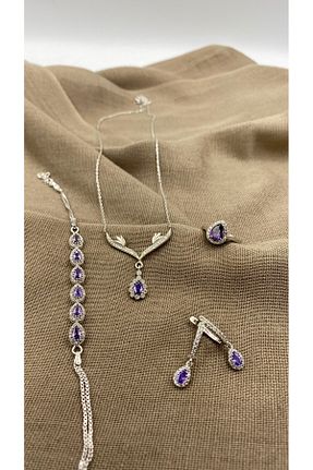 ست نقره بنفش زنانه زیرکن SURA SILVER - کد 928128597