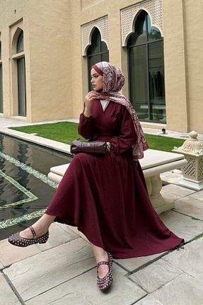 ست بالاتنه و پائین تنه حجاب زرشکی زنانه A-line Vent - کد 928135732