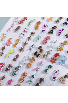 گوشواره جواهر رنگی فلزی MRK - کد 928144197