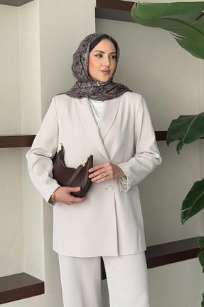 ست بالاتنه و پائین تنه حجاب بژ زنانه رگولار STİLBOON - کد 928153444