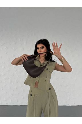 کیف دوشی قهوه ای زنانه پارچه ای HDR - کد 928171459