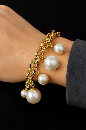 دستبند جواهر طلائی زنانه مروارید Çayla - کد 928177351