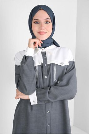 شال طوسی زنانه کرپ Alvina - کد 801113972