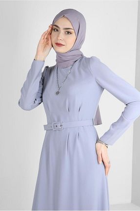 شال طوسی زنانه کرپ Alvina - کد 801114105