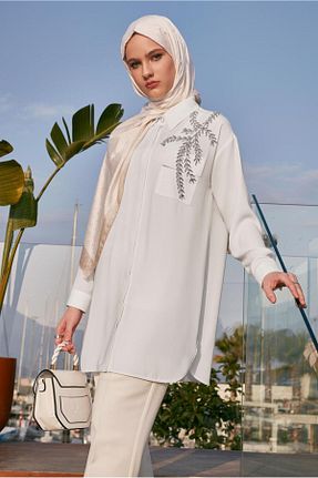 تونیک حجاب سفید زنانه پلی استر Alvina - کد 928186240