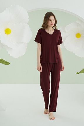 ست لباس راحتی زرشکی زنانه ساده Nbb - کد 928212396