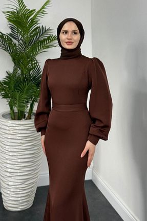 لباس حجاب قهوه ای زنانه 3/4 Boy MERVEN AKYÜZ - کد 928212350