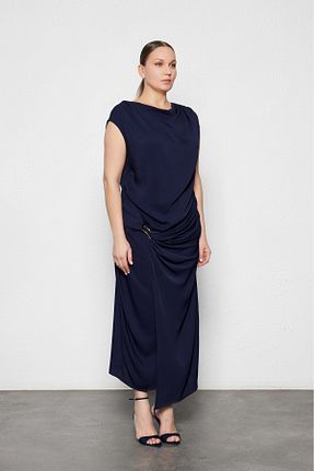 لباس سایز بزرگ سرمه ای زنانه ویسکون LUOKK - کد 928217238