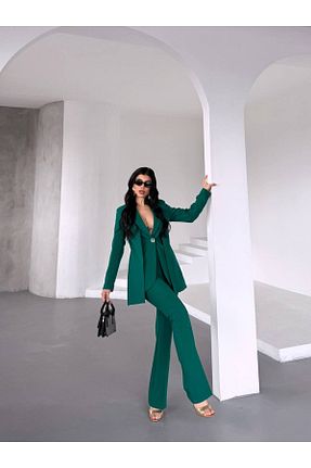 کت و شلوار سبز زنانه یقه کتی Bella Breeze - کد 928492855