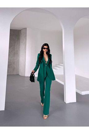 کت و شلوار سبز زنانه یقه کتی Bella Breeze - کد 928492855