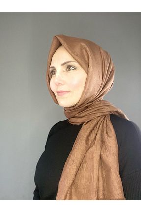 شال قهوه ای زنانه پنبه ای The Message - کد 928226076