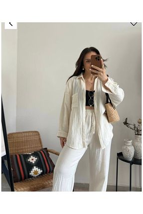 ست بالاتنه و پائین تنه نباتی زنانه بافتنی ayis otantik - کد 928249109