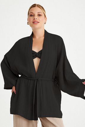 کیمونو و کافتان مشکی زنانه پلی استر YAKAMEL - کد 928279493