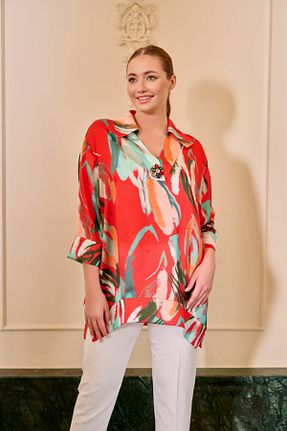 بلوز سایز بزرگ نارنجی زنانه سایز بزرگ DE WHITES - کد 928500542