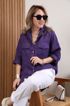 پیراهن بنفش زنانه رگولار MİSLİNA BUTİK - کد 928306314