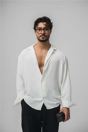 پیراهن سفید مردانه Asimetrik OUTFİT MAN - کد 928310012