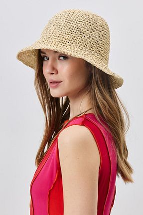 کلاه بژ زنانه حصیر C&CITY - کد 928339336