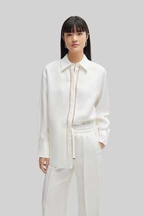 بلوز سفید زنانه ساده BOSS - کد 928327577