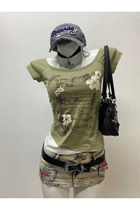 بلوز خاکی زنانه گلدار MODA - کد 928320951