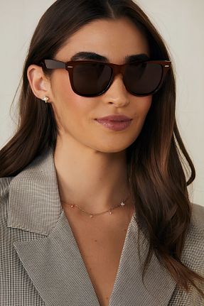 عینک آفتابی قهوه ای زنانه 50 Chunky Frame - کد 928381027