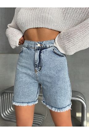 شلوارک و برمودا آبی زنانه فاق بلند ÇEÇİM - کد 928393820