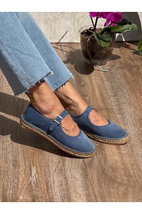 کفش اسپادریل آبی زنانه چرم خالص SİBA SHOES - کد 928395791