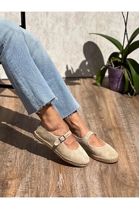 کفش اسپادریل بژ زنانه چرم خالص SİBA SHOES - کد 928395673