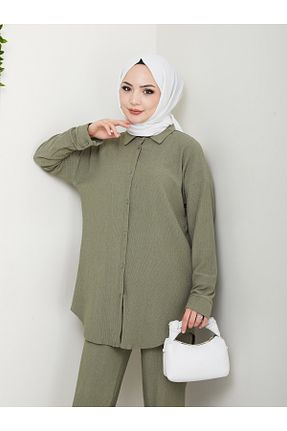 ست بالاتنه و پائین تنه حجاب خاکی زنانه Straight VOLT CLOTHİNG - کد 928403012
