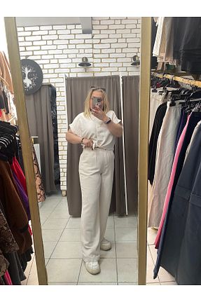 شلوار بژ زنانه کتان TUBA TOPTAŞ - کد 928409782