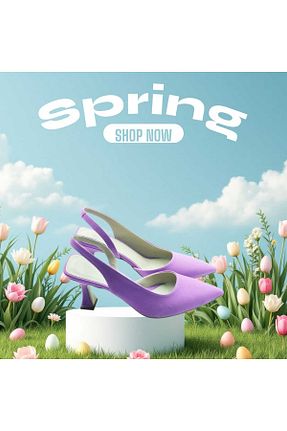 کفش پاشنه بلند کلاسیک بنفش زنانه ساتن Escarpinshoes - کد 924640446