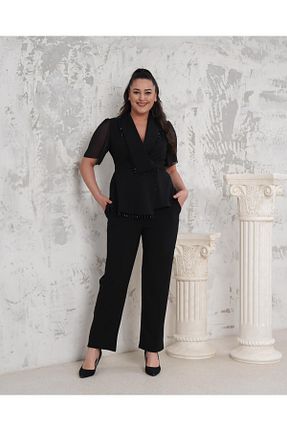 ست لباس مجلسی سایز بزرگ مشکی زنانه آستین کوتاه Butik Nilyam - کد 922209636