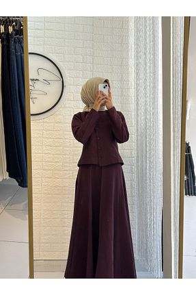 ست بالاتنه و پائین تنه زرشکی زنانه پنبه ای Butik - کد 928414401